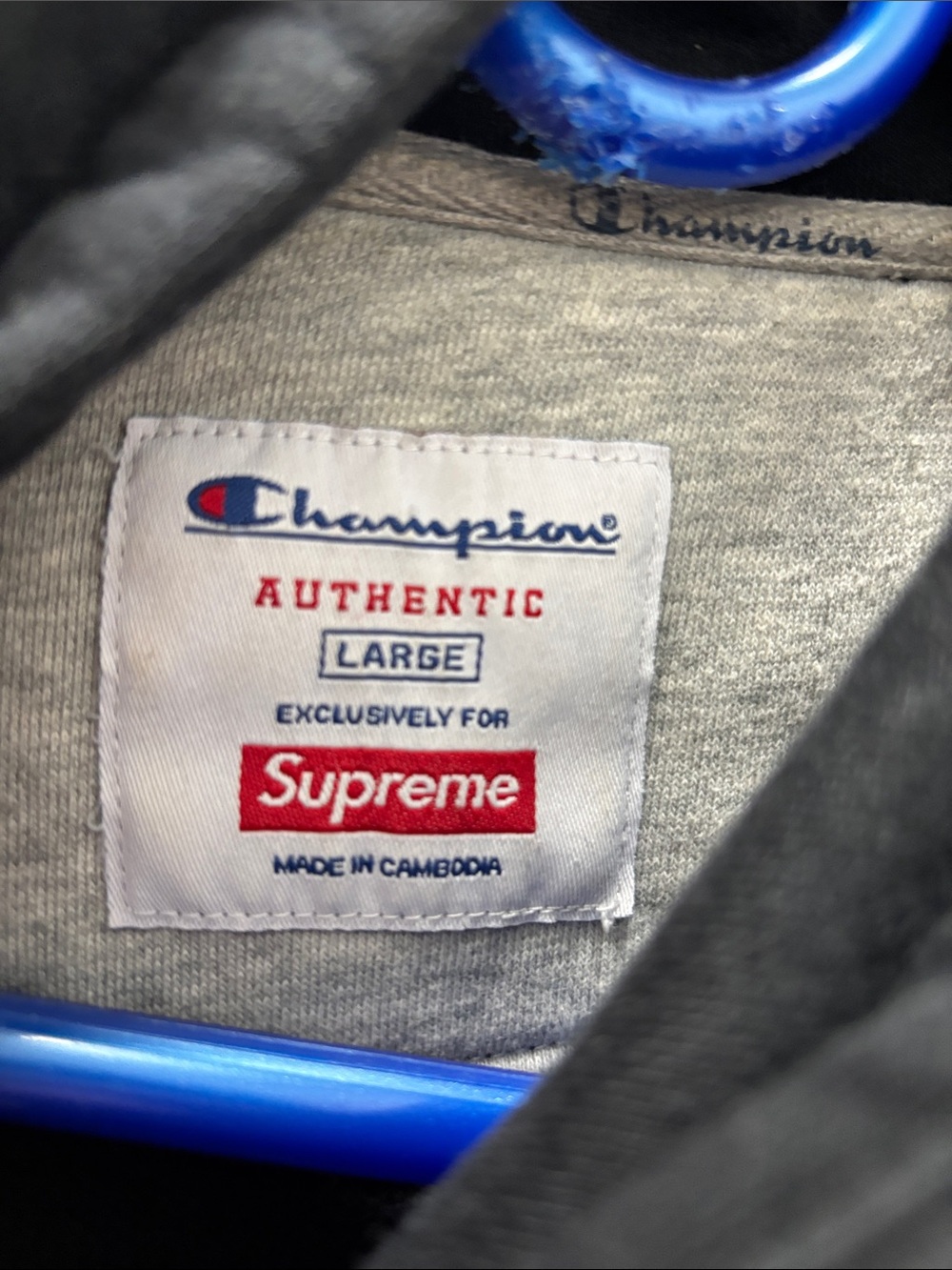 Supreme X Champion Hoodie In Black 100% authentic Size L EUC - Picture 6 of 9